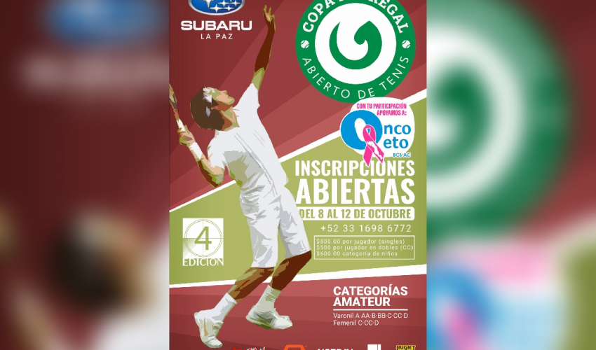 ¡Inscripciones abiertas! Copa Pedregal - Abierto de Tenis